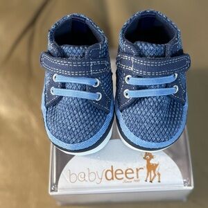 NIP Size 0 Baby Deer Lucas Blue Mesh  Hook-and-loop Strap/Elastic Laces Sneaker